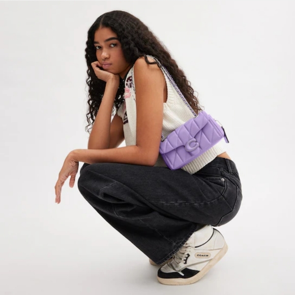 New! Tabby Shoulder Bag 20 with Quilting in Silver/Vivid Purple - Picture 7 of 8